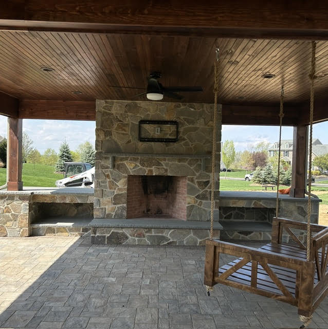 Outdoor stone fireplace project in the Lehigh Valley, PA