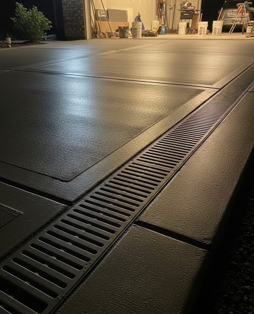 Sealed concrete driveway with trench drain in the Lehigh Valley, PA