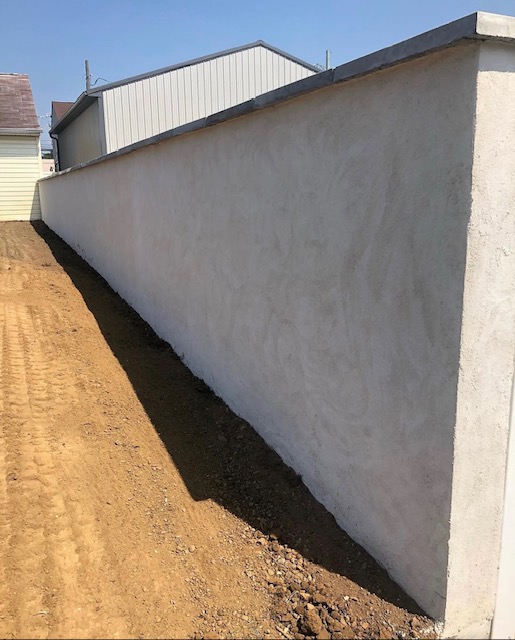Parged stucco retaining wall in the Lehigh Valley, PA