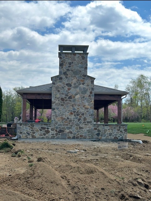 Custom stone fireplace and pavilion project in the Lehigh Valley, PA