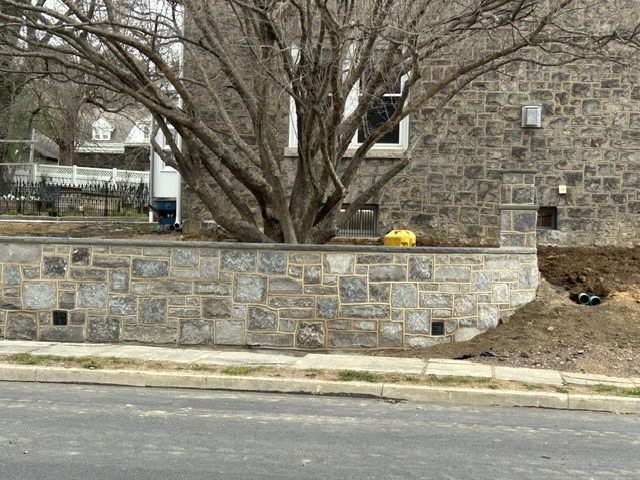 Stone retaining wall project in the Lehigh Valley, PA
