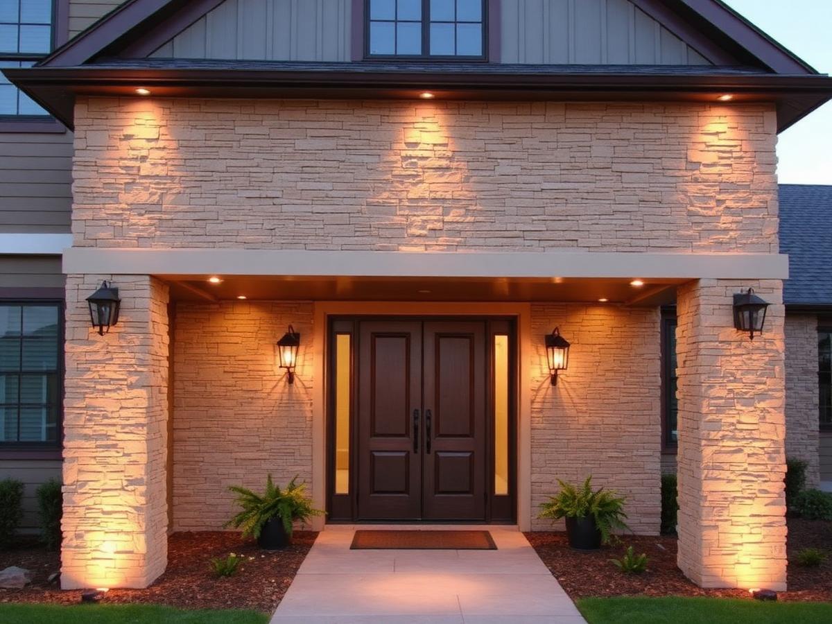 Adhered stone veneer entrance